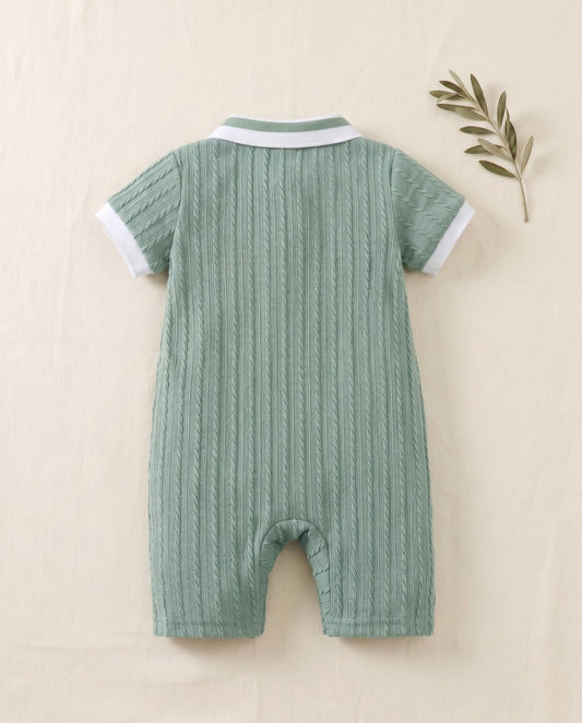 Barboteuse Bébé Ourson — Vert Sauge